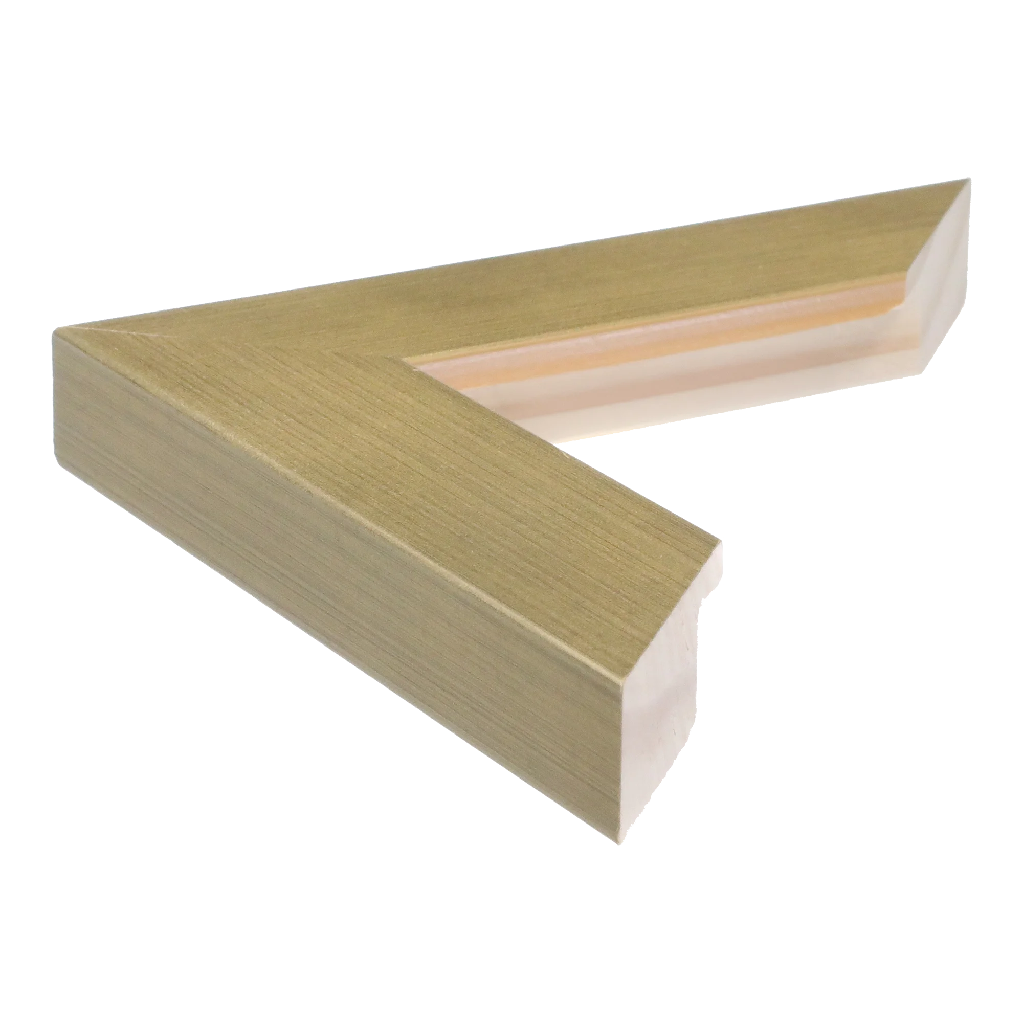 Side view of Metro picture frame in soft gold