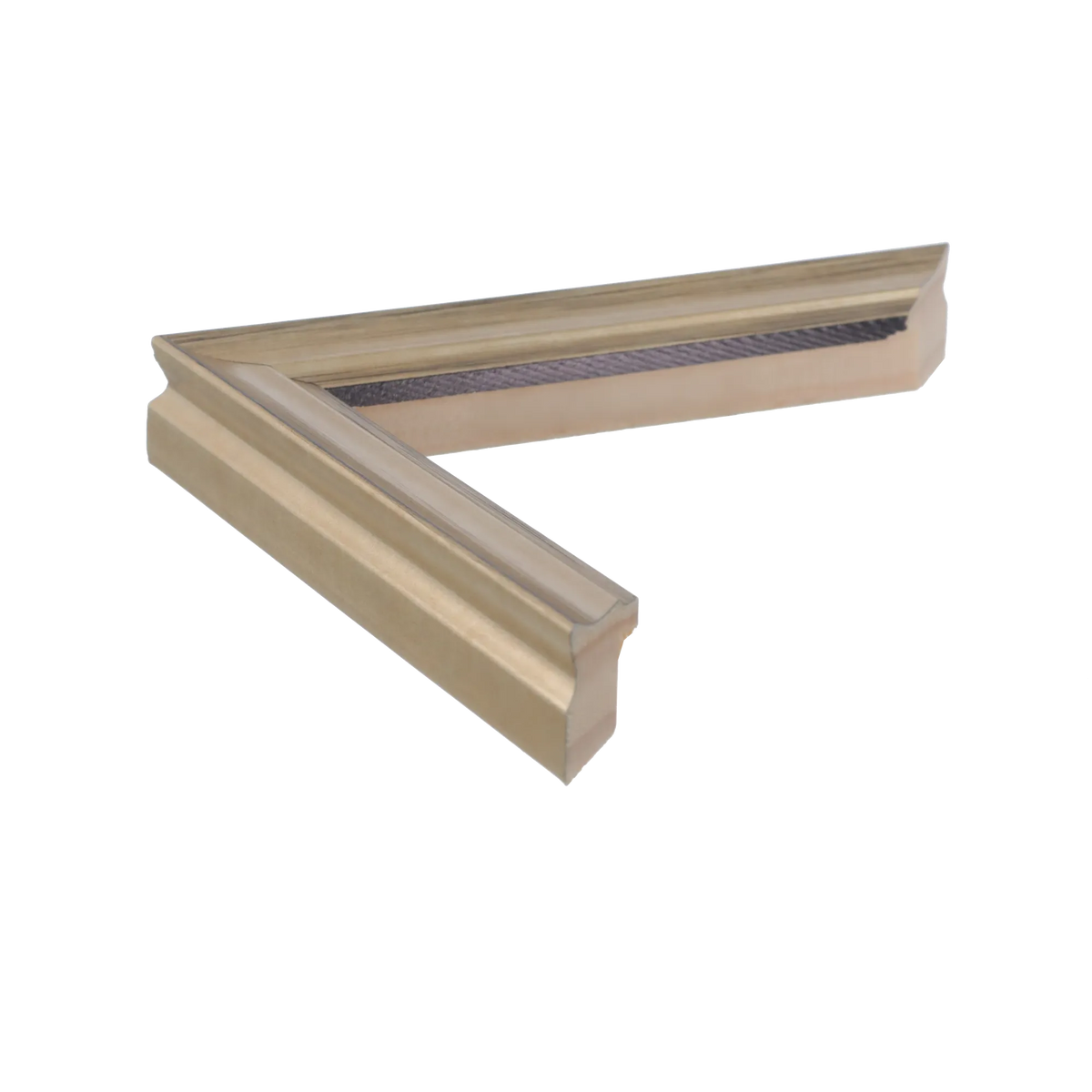 Side view of Monarch picture frame in champagne
