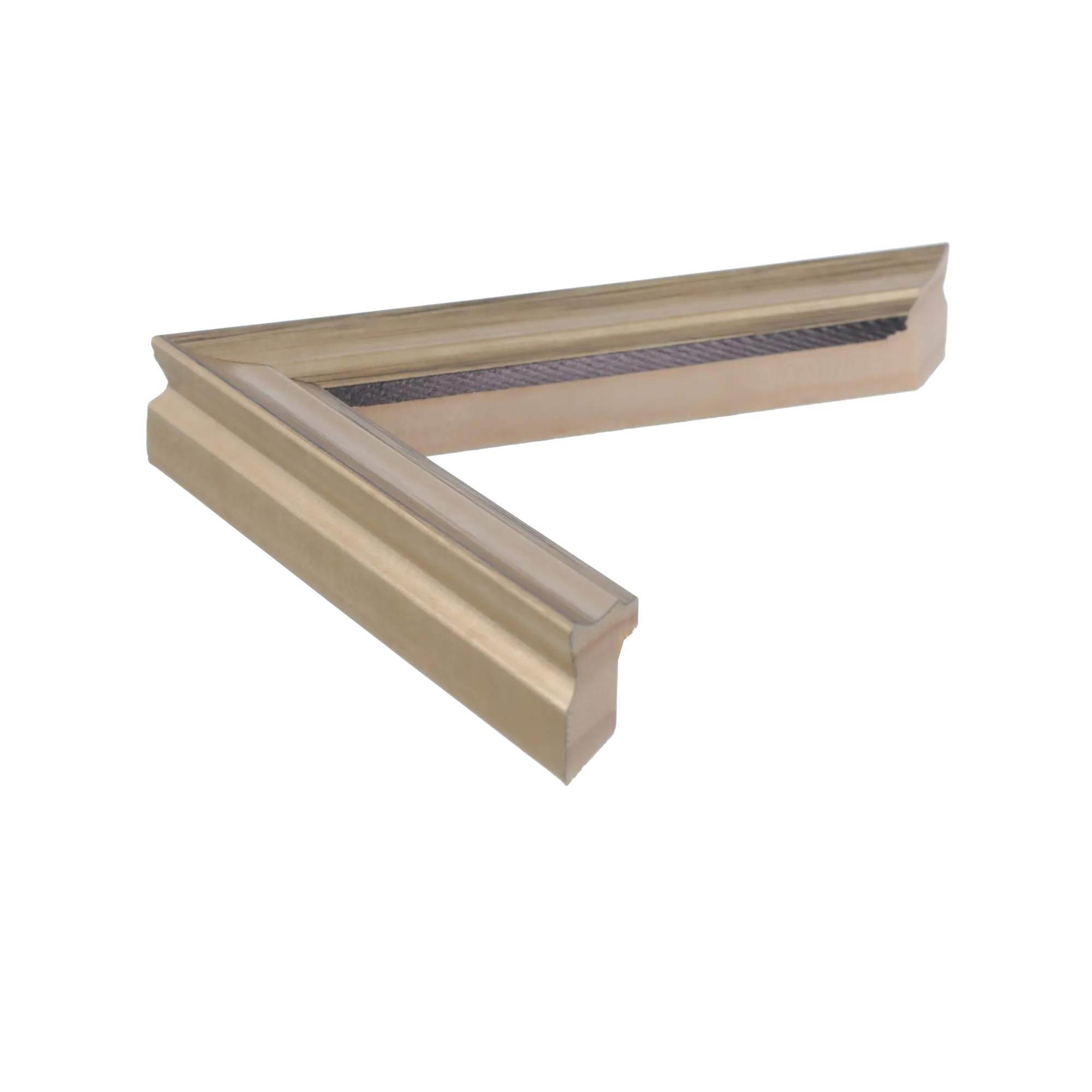 Side view of Monarch picture frame in champagne