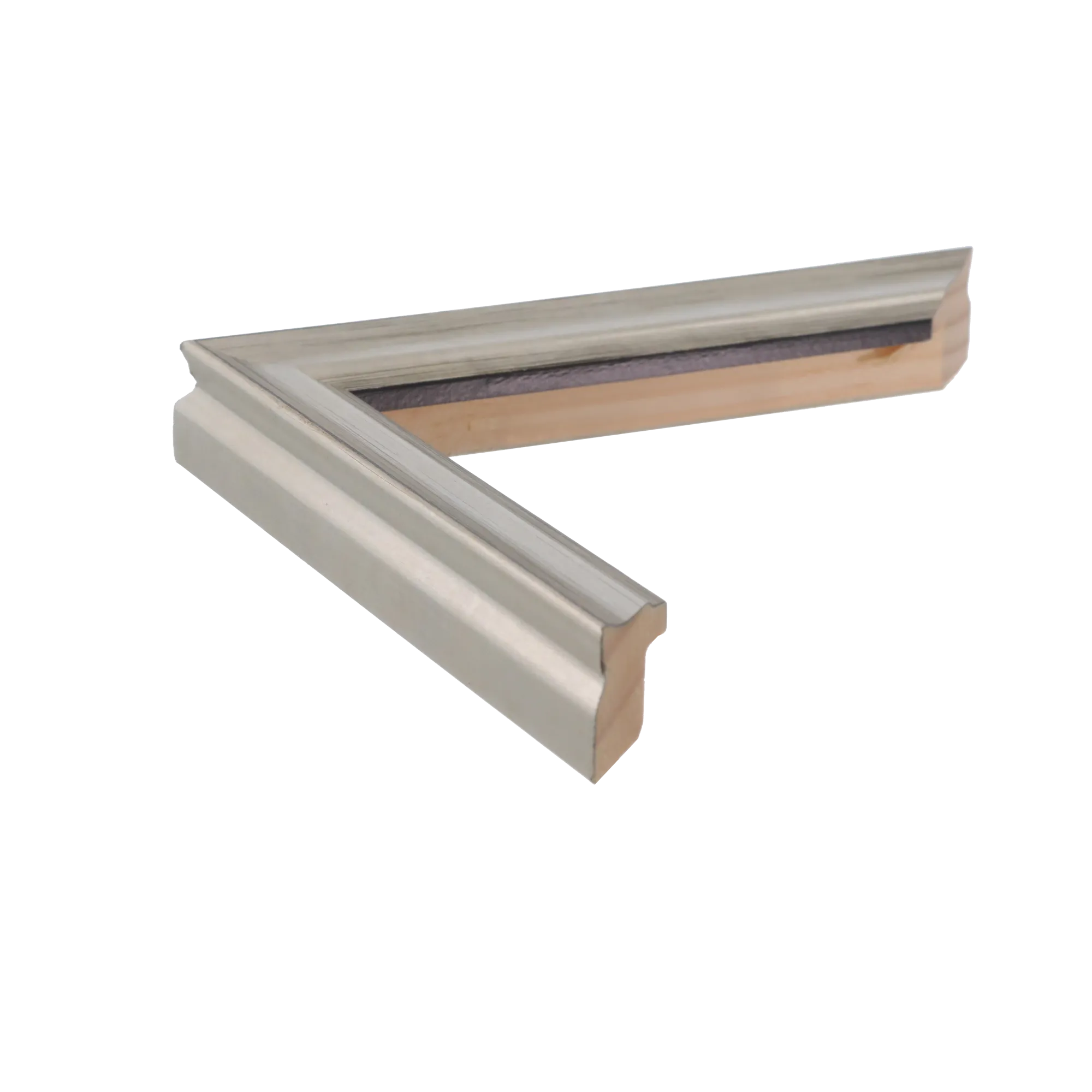 Side view of Monarch picture frame in silver