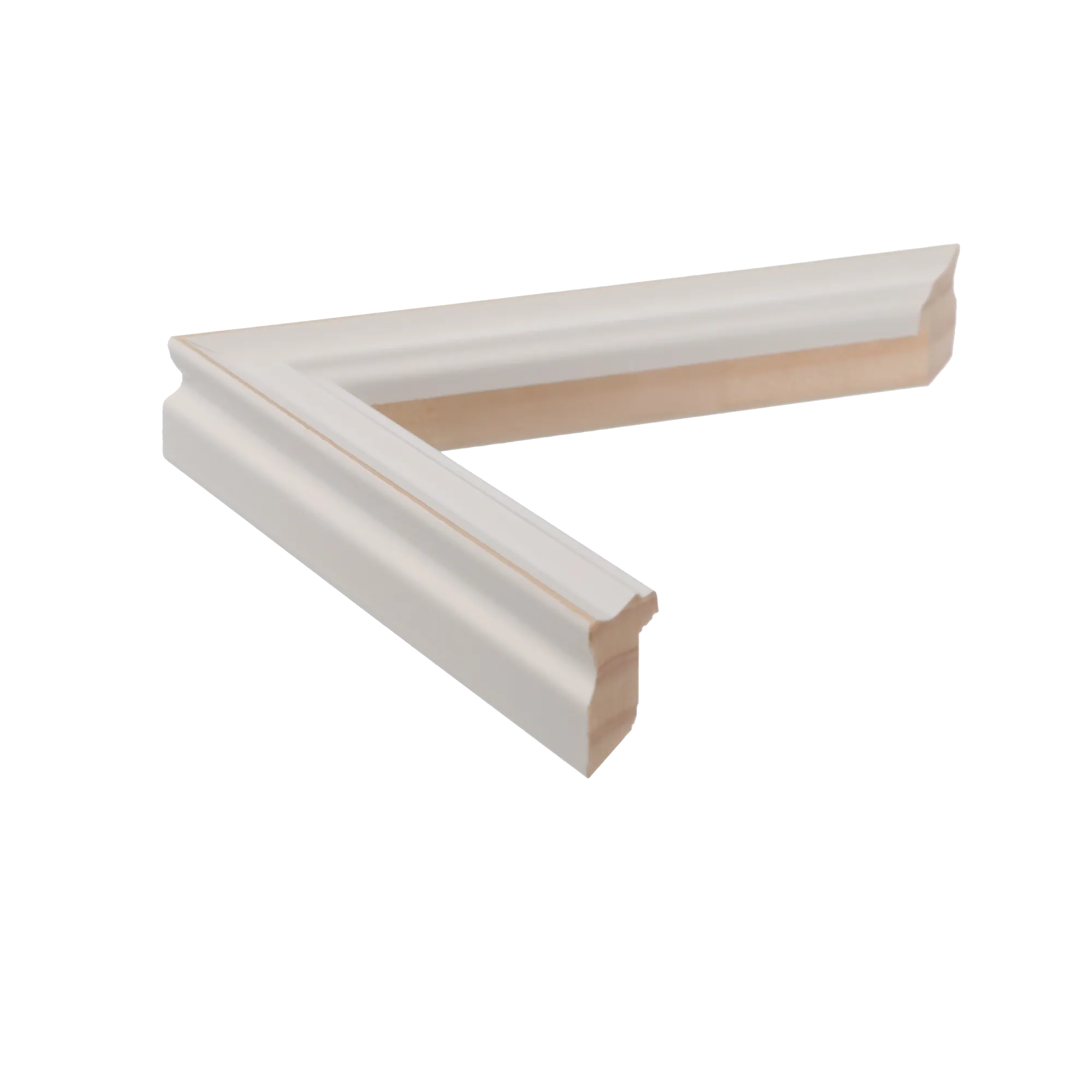 Side view of Monarch picture frame in white