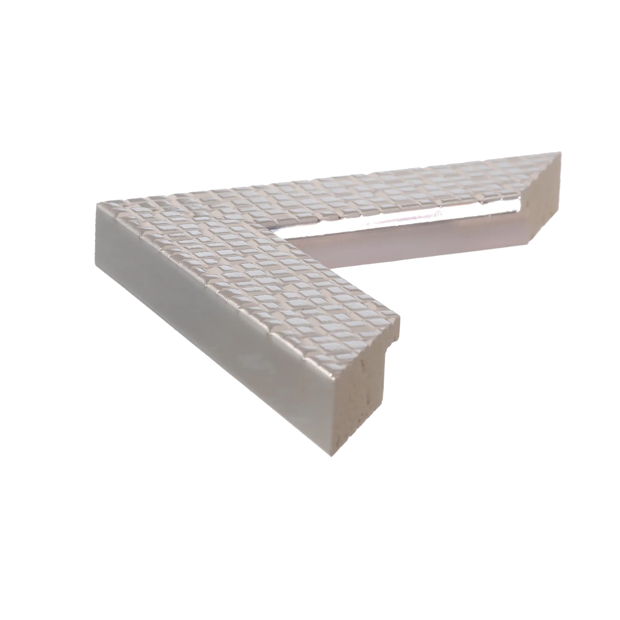 Side view of Mosaic picture frame in silver