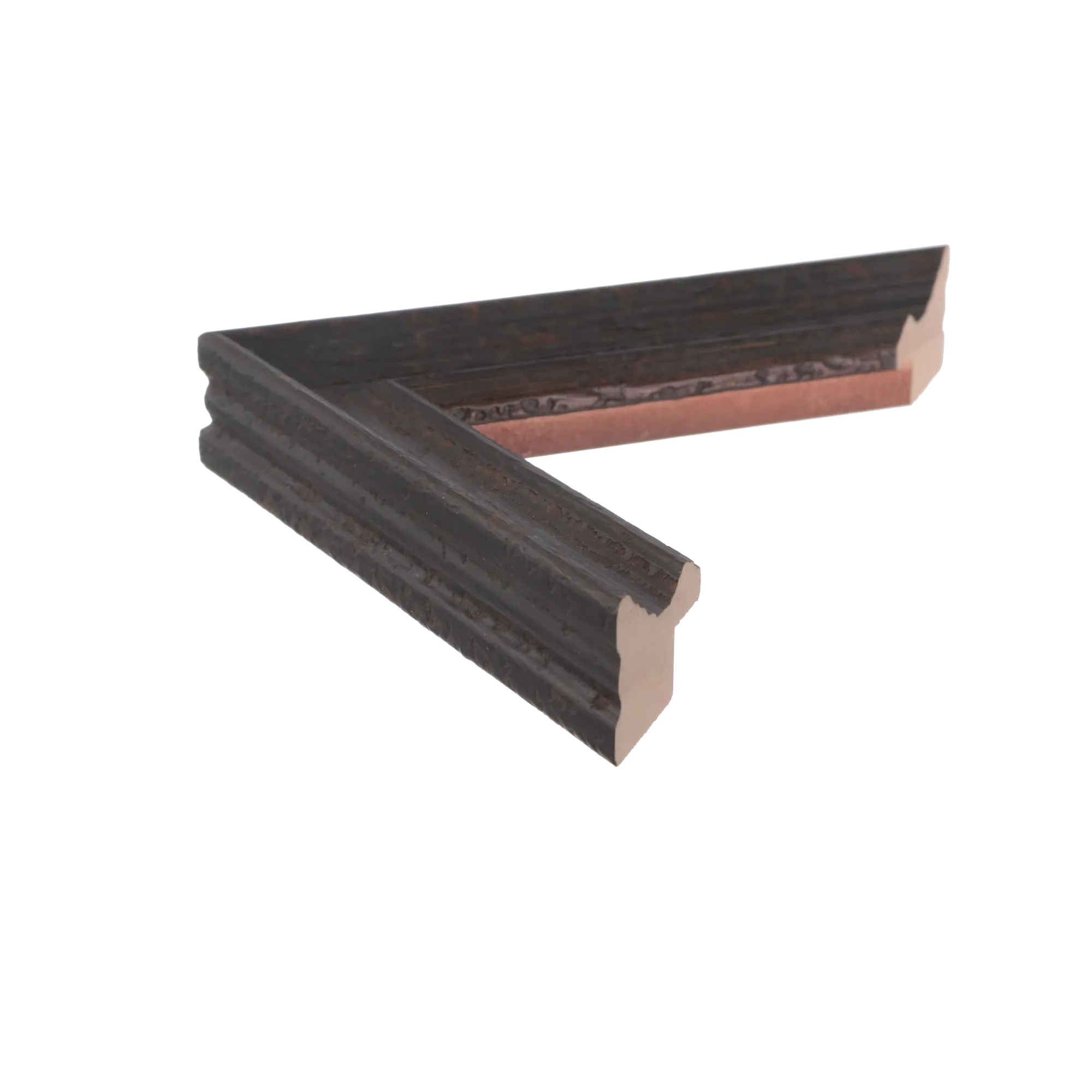 Side view of Muse I picture frame in distressed black