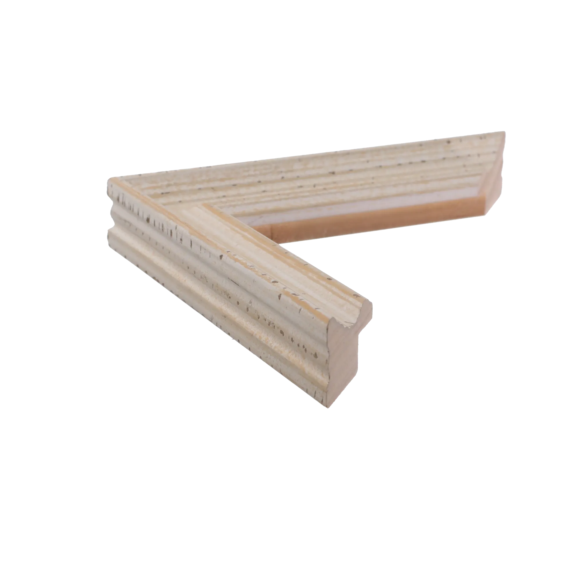 Side view of Muse I picture frame in distressed white