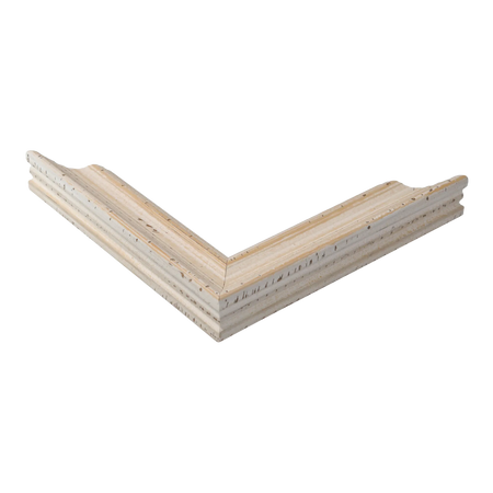 Corner view of Muse I in distressed white picture frame