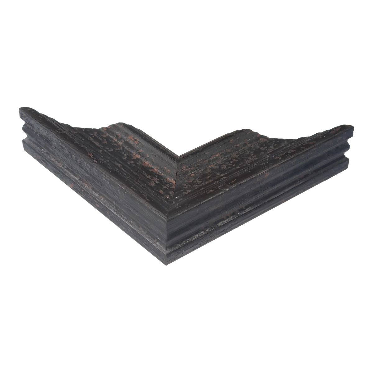 Corner view of Muse II in distressed black picture frame