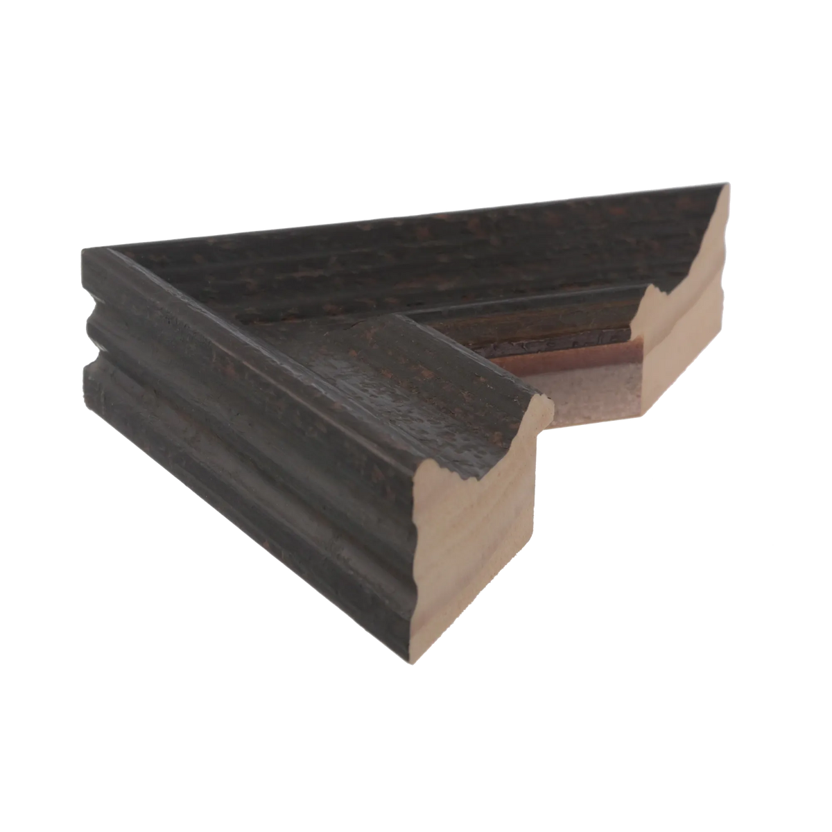 Side view of Muse II picture frame in distressed black