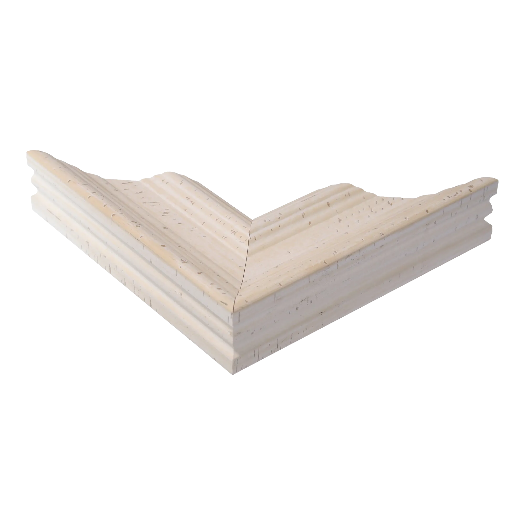 Corner view of Muse II in distressed white picture frame