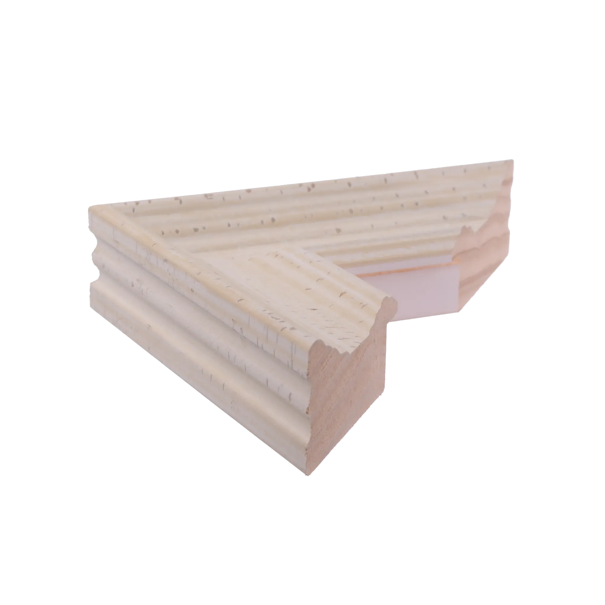 Side view of Muse II picture frame in distressed white