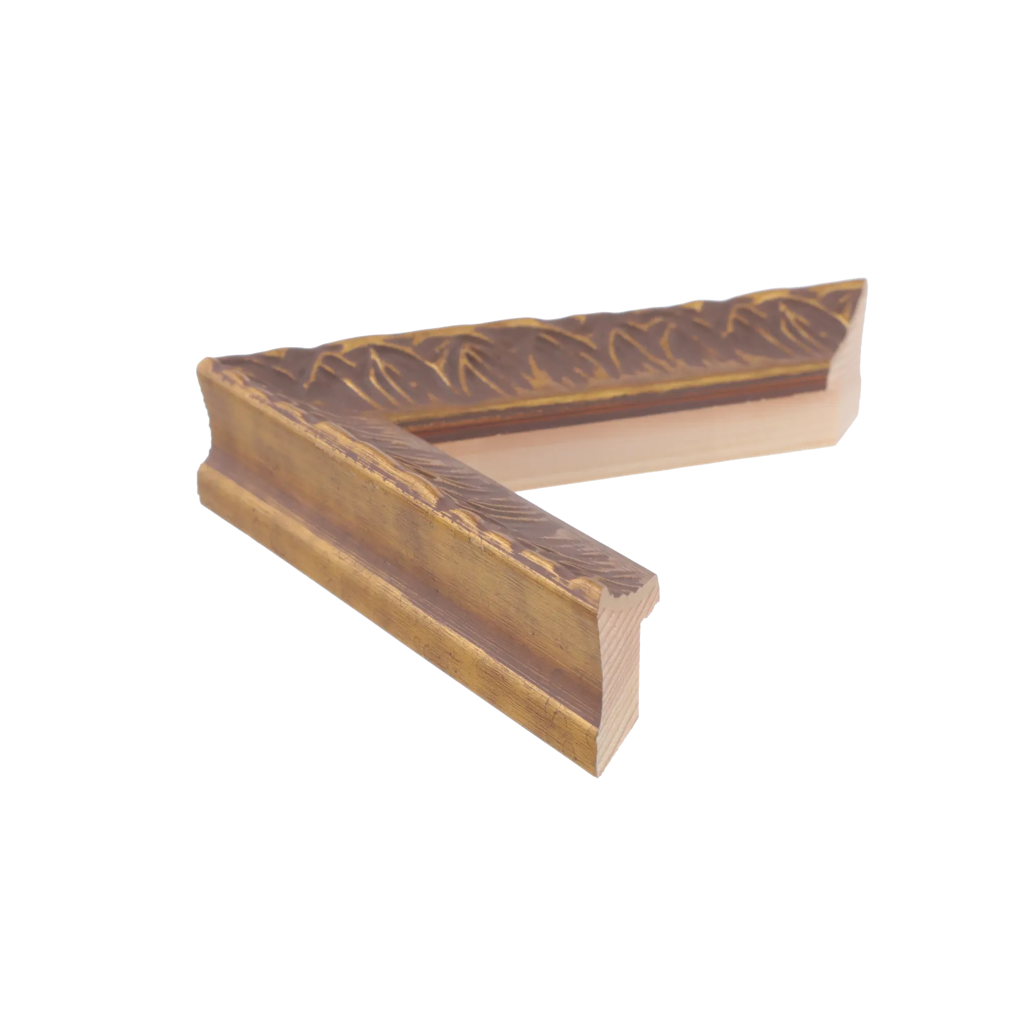Side view of Portico picture frame in gold