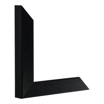 Vertical view of pure black picture frame sample