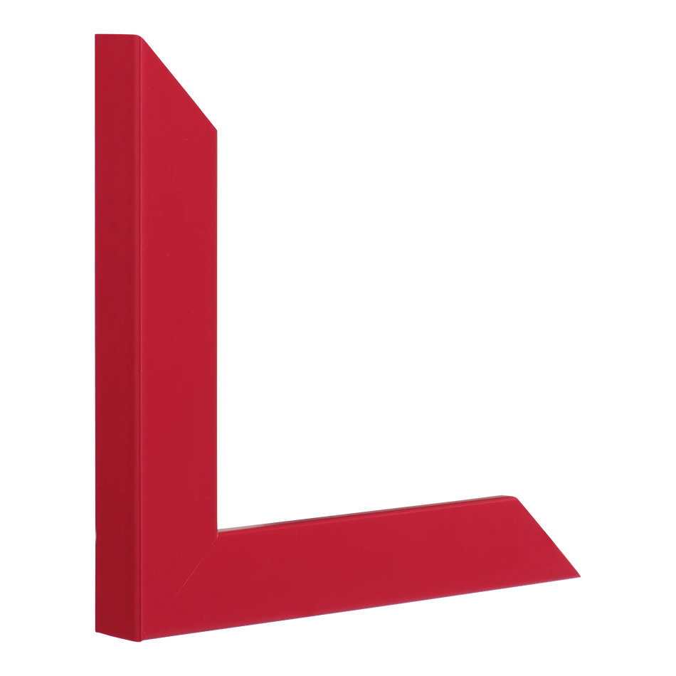 Vertical view of pure red picture frame sample
