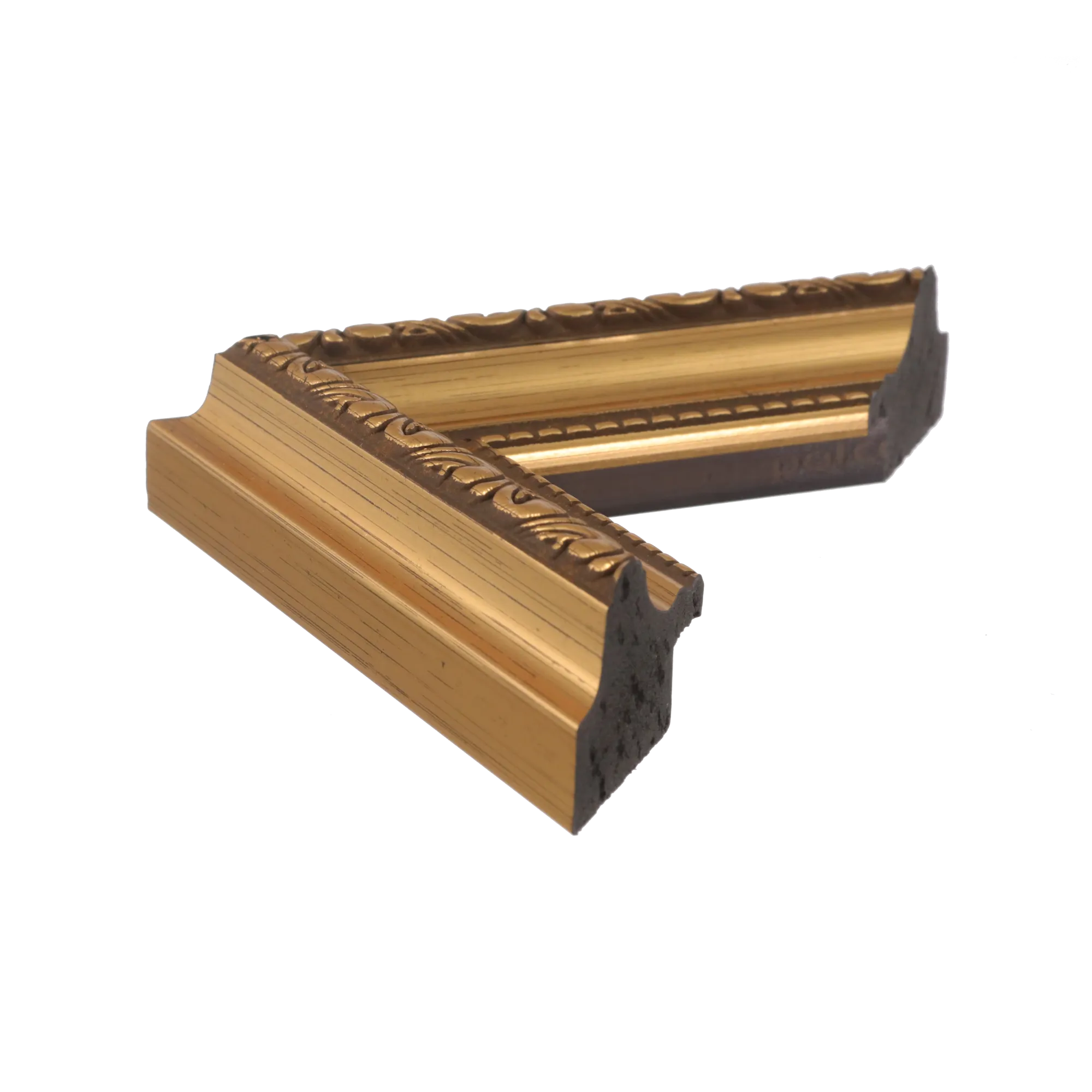 Side view of Regency picture frame in gold