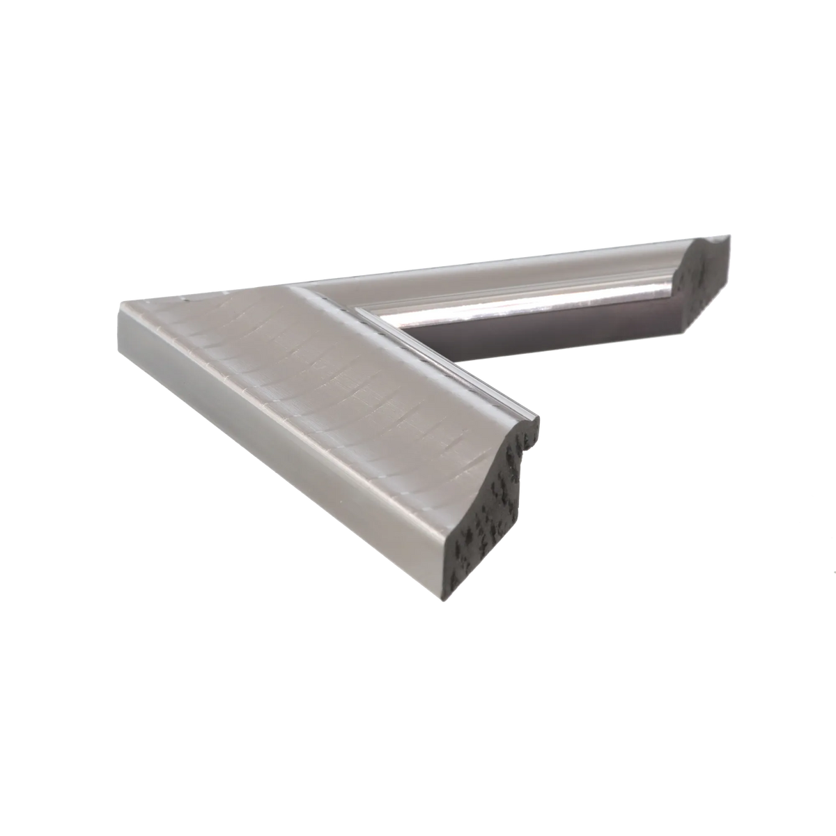 Side view of Ripple picture frame in silver