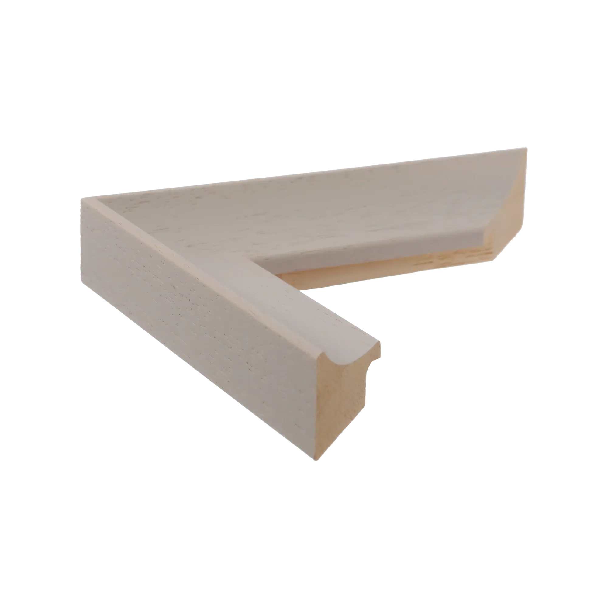 Side view of Scoop picture frame in cream