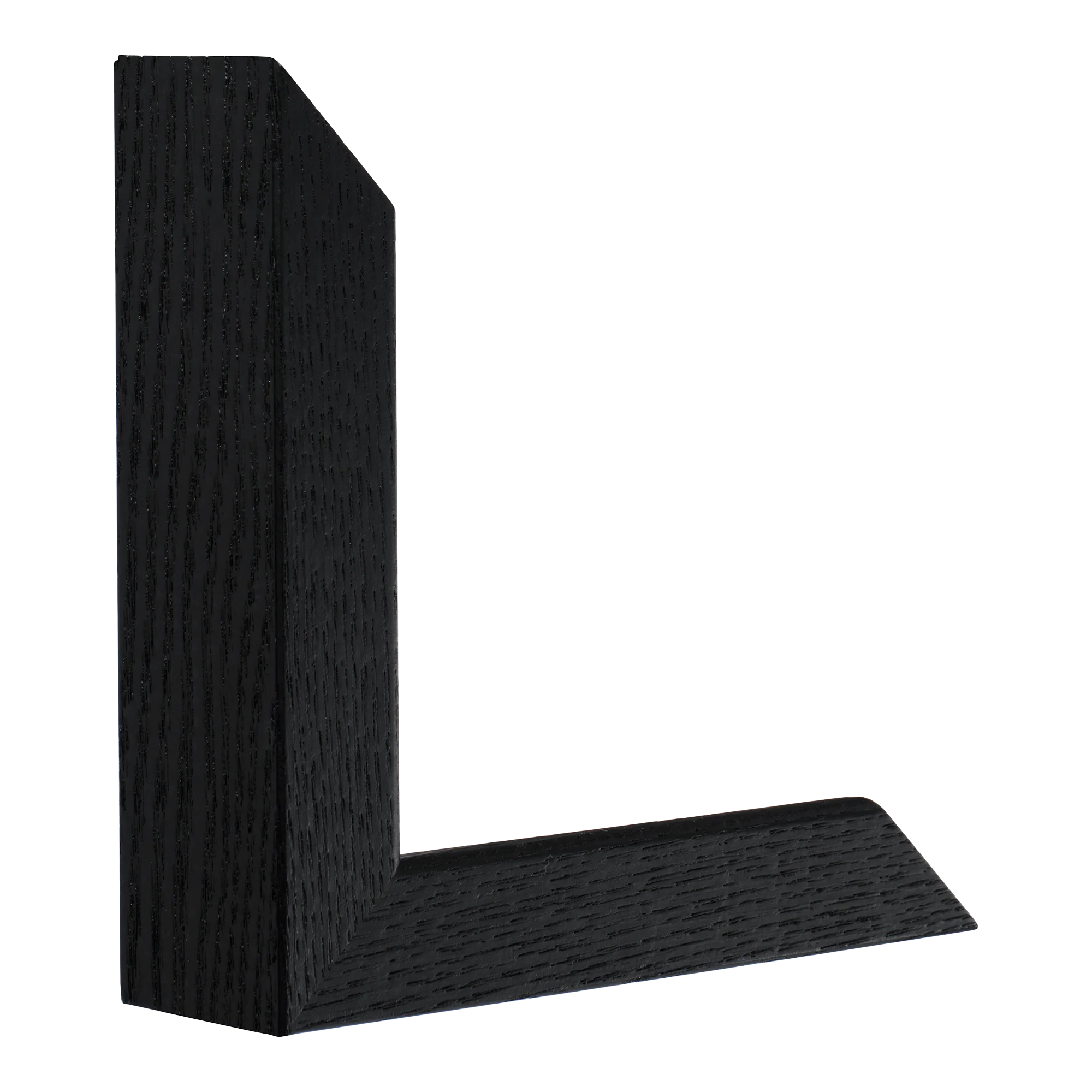 Vertical view of solid box black grain picture frame