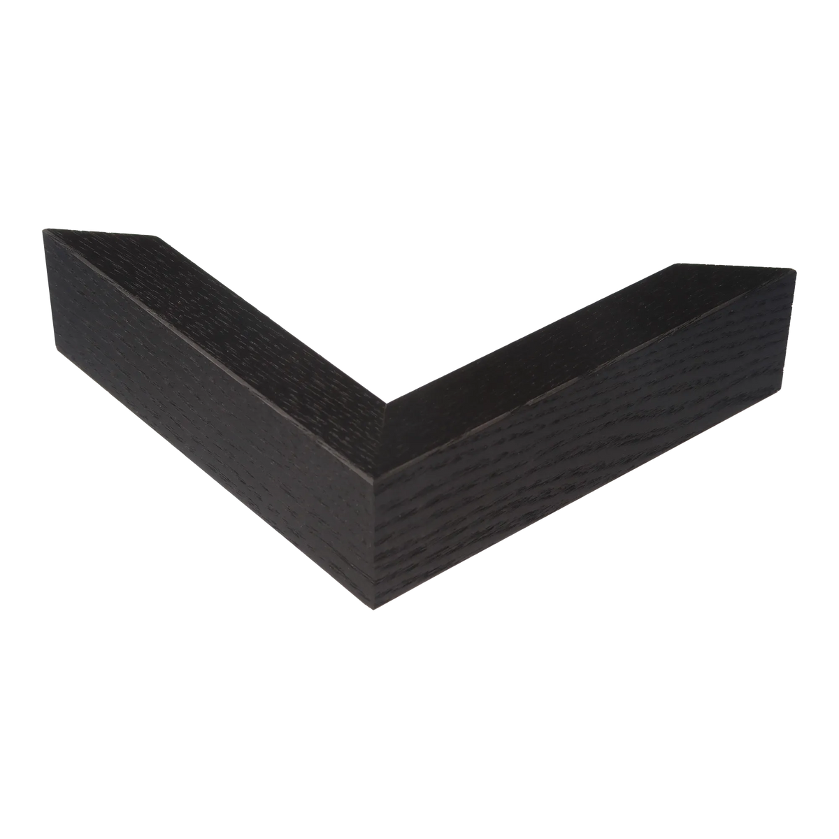 Corner view of Solid Box in black grain picture frame
