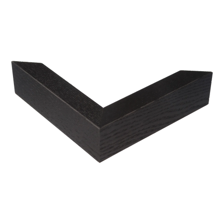 Corner view of Solid Box in black grain picture frame
