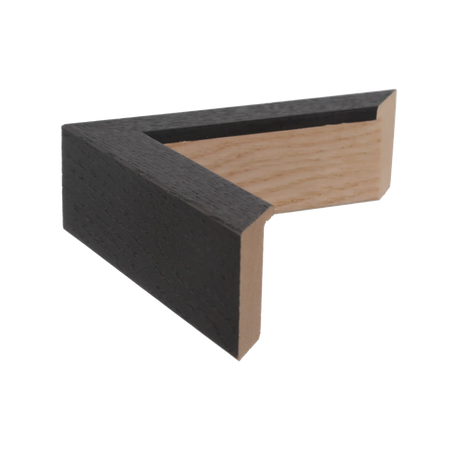 Side view of Solid Box picture frame in black grain