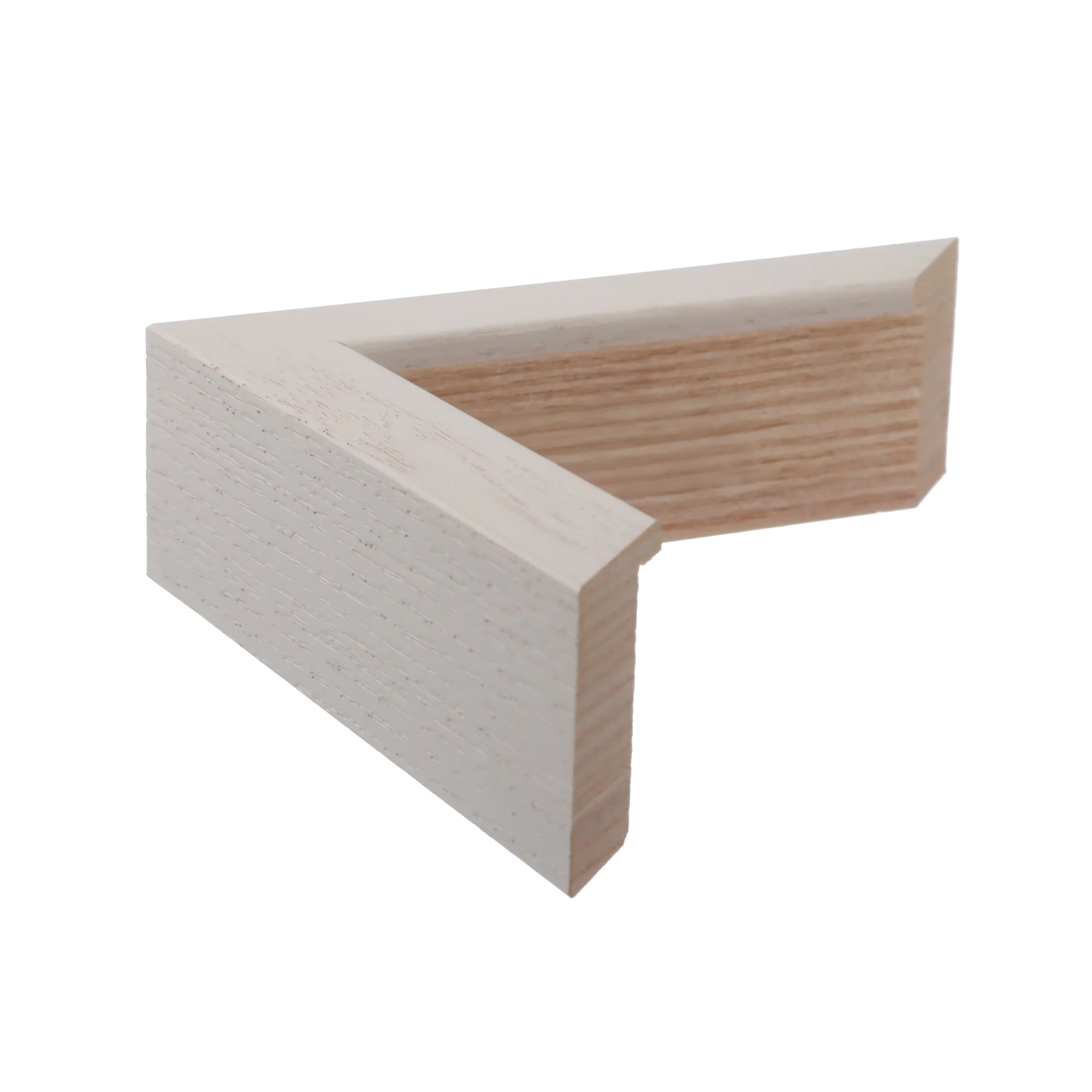 Side view of Solid Box picture frame in white grain