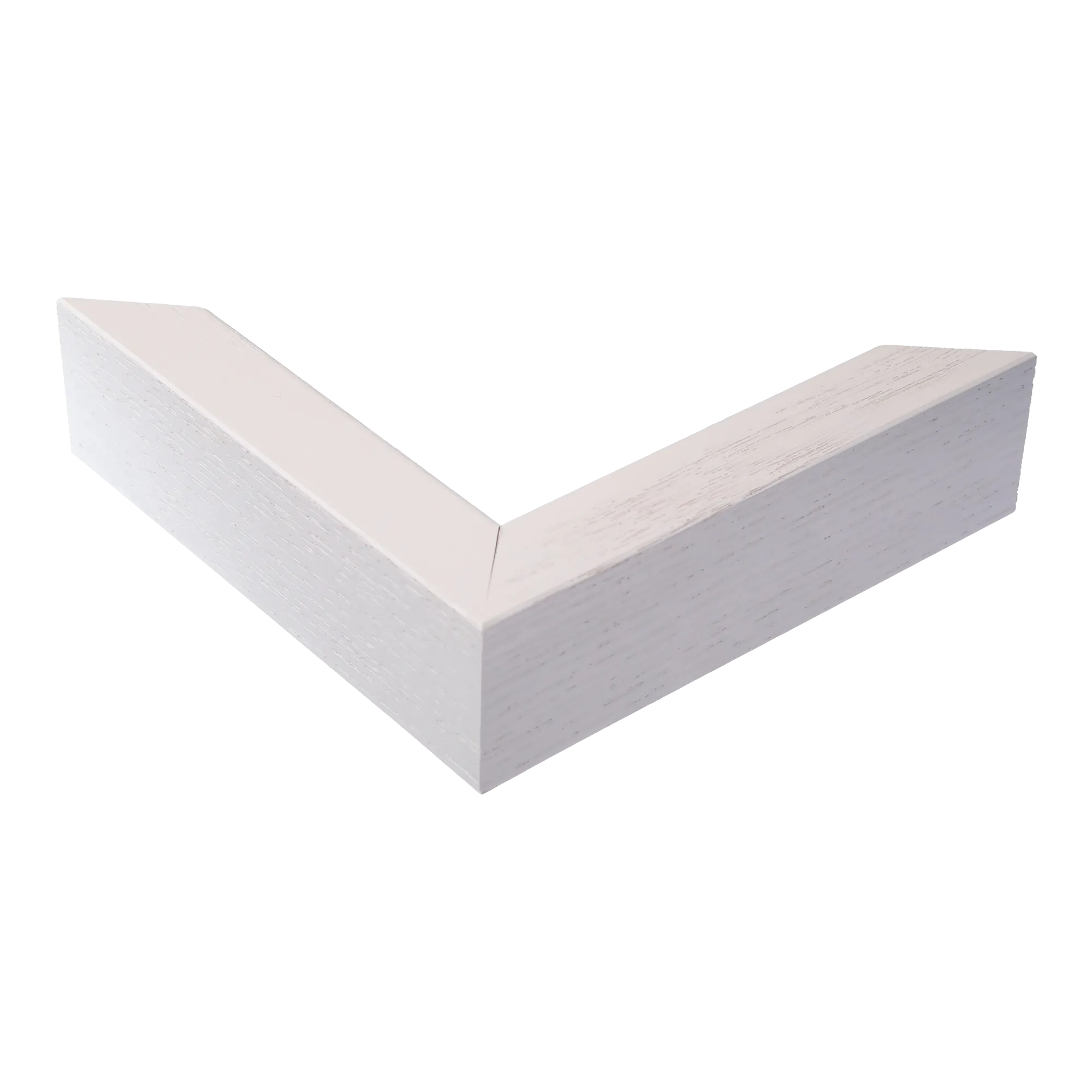 Corner view of Solid Box in white grain picture frame