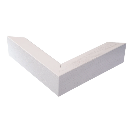 Corner view of Solid Box in white grain picture frame