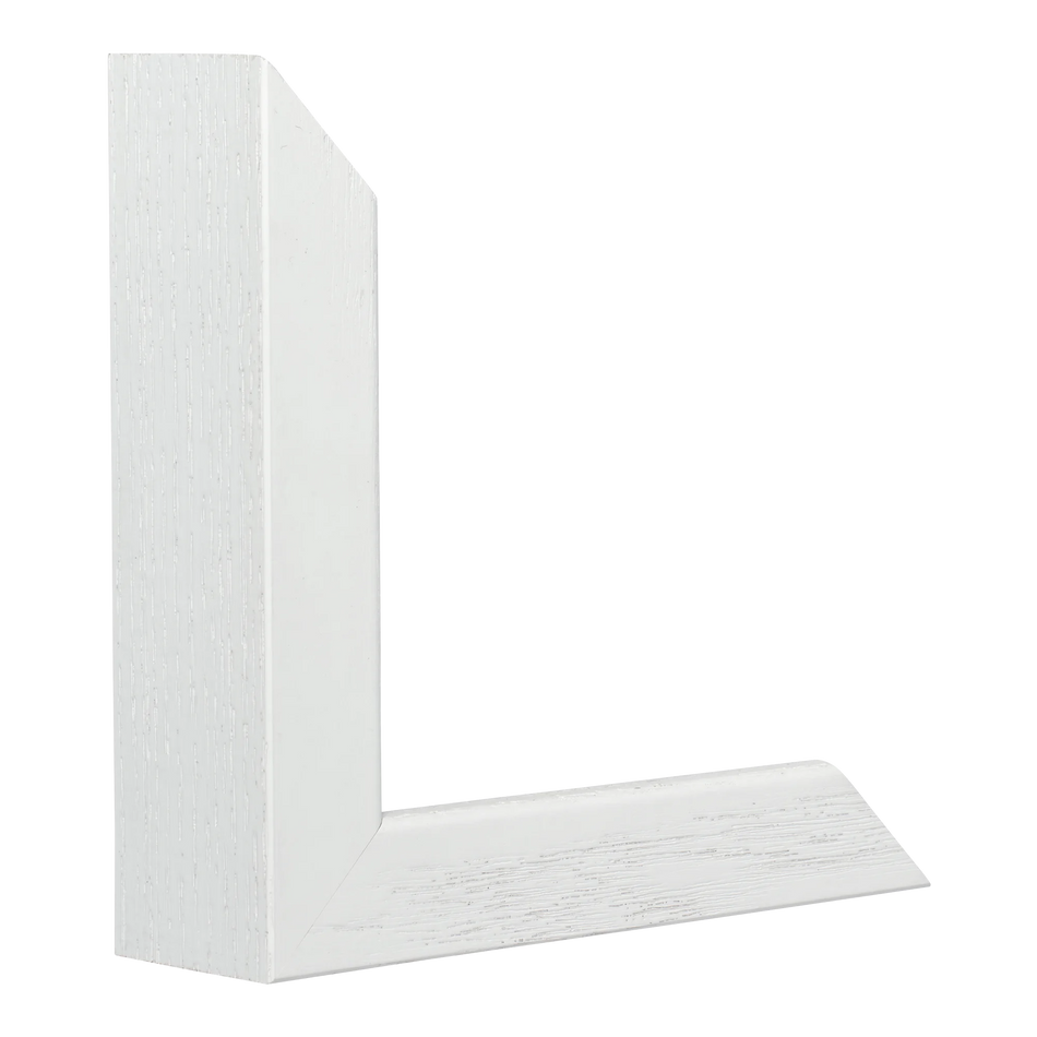 Vertical view of solid box white grain picture frame