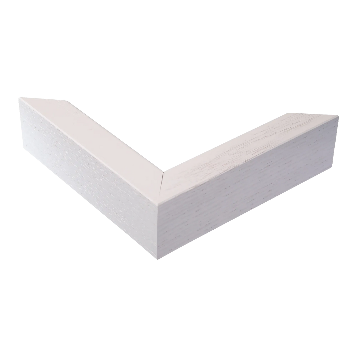 Corner view of Solid Box in white grain picture frame