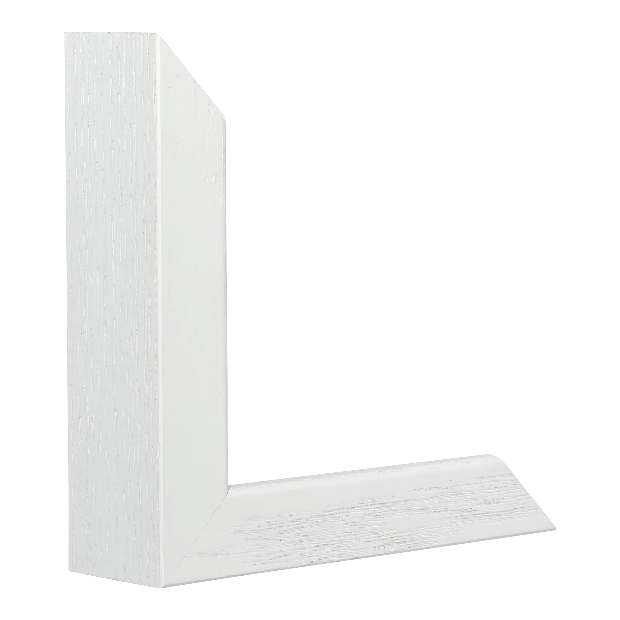 Vertical view of solid box white grain picture frame
