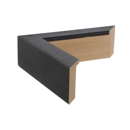 Side view of Spacer I picture frame in black grain