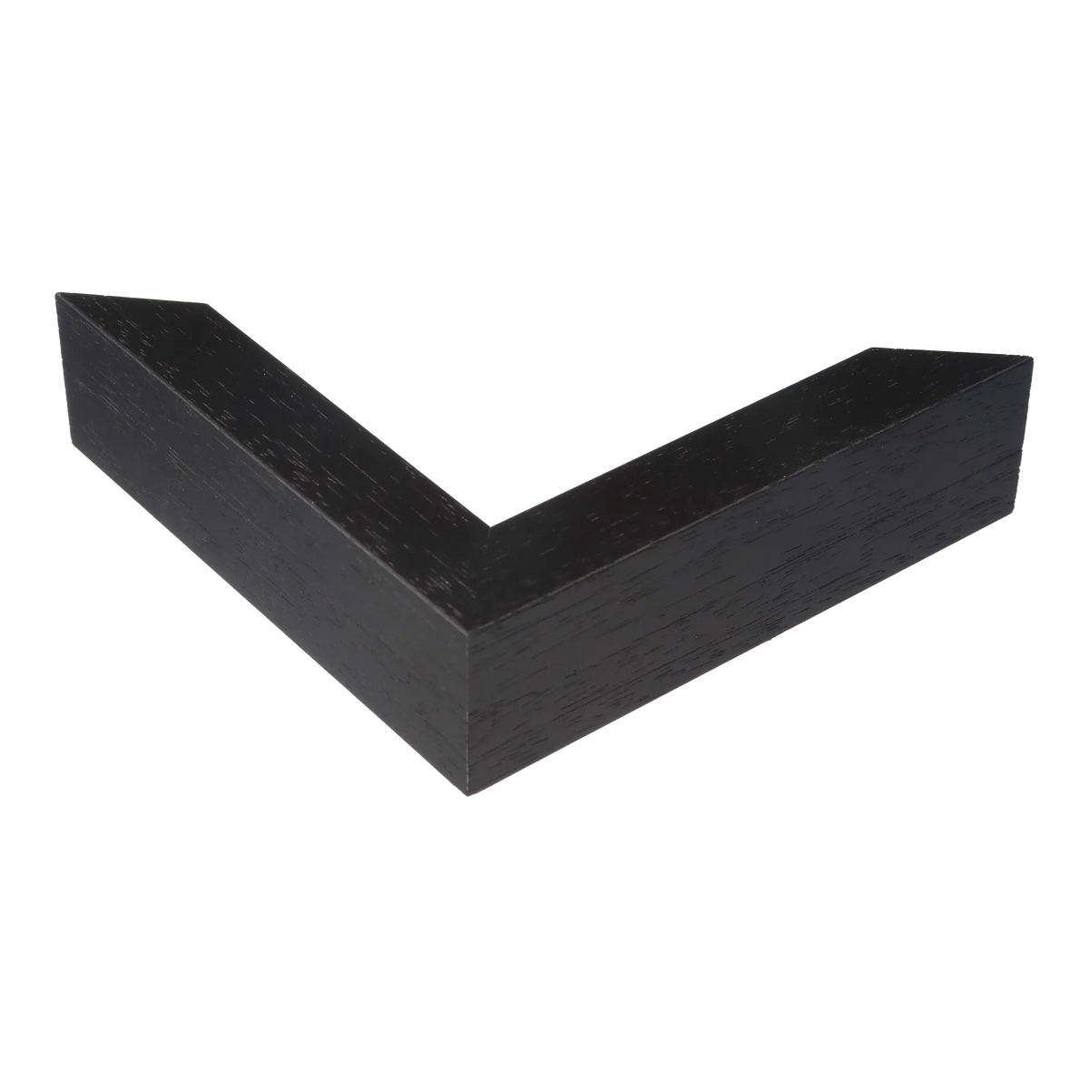 Corner view of Spacer I in black grain picture frame