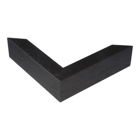 Corner view of Spacer I in black grain picture frame