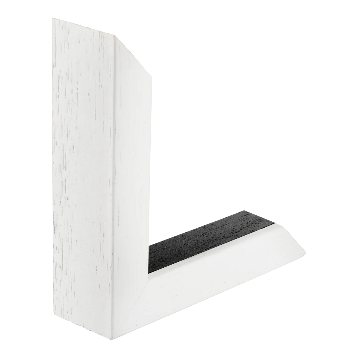 Spacer I in white grain & black picture frame