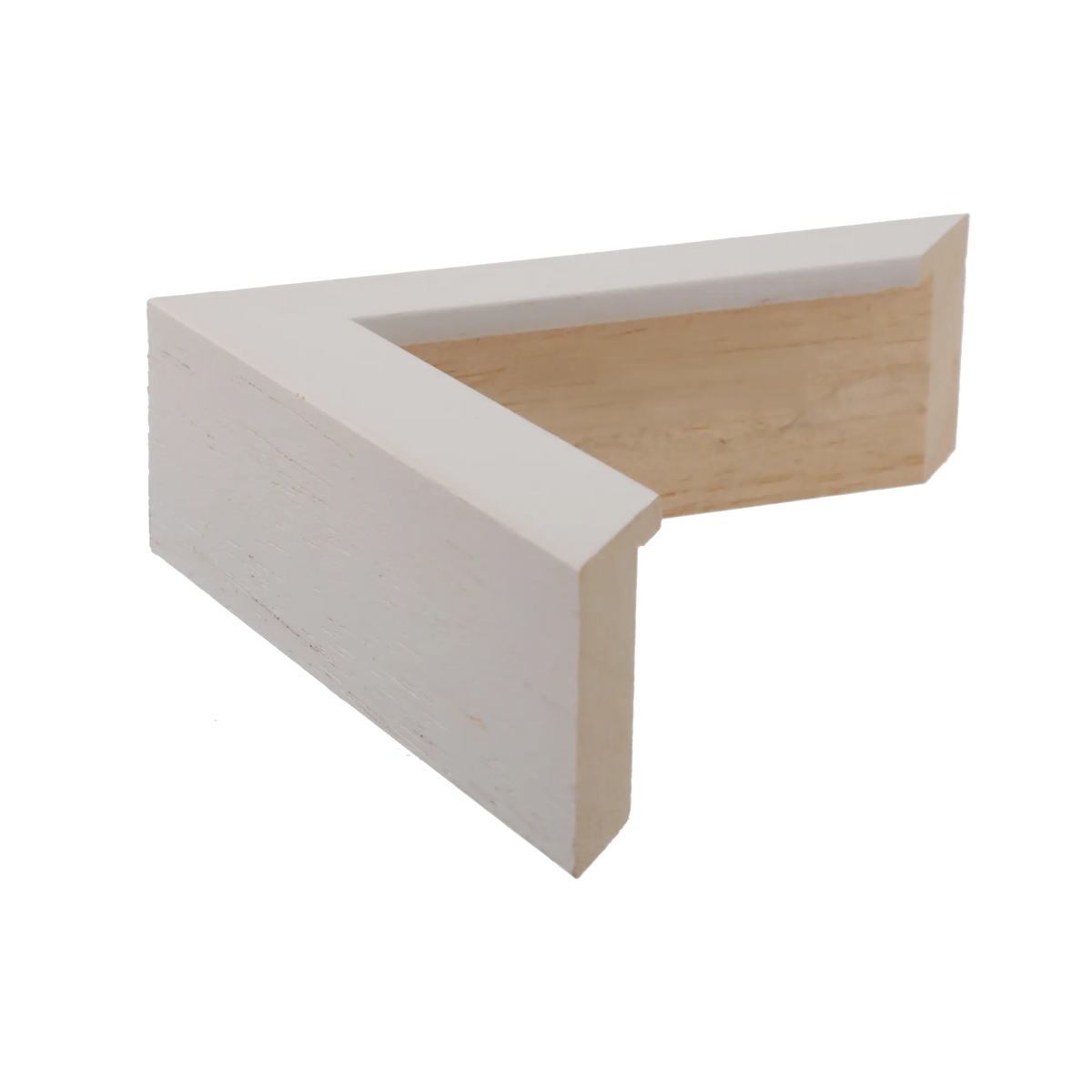 Side view of Spacer I picture frame in white grain & white