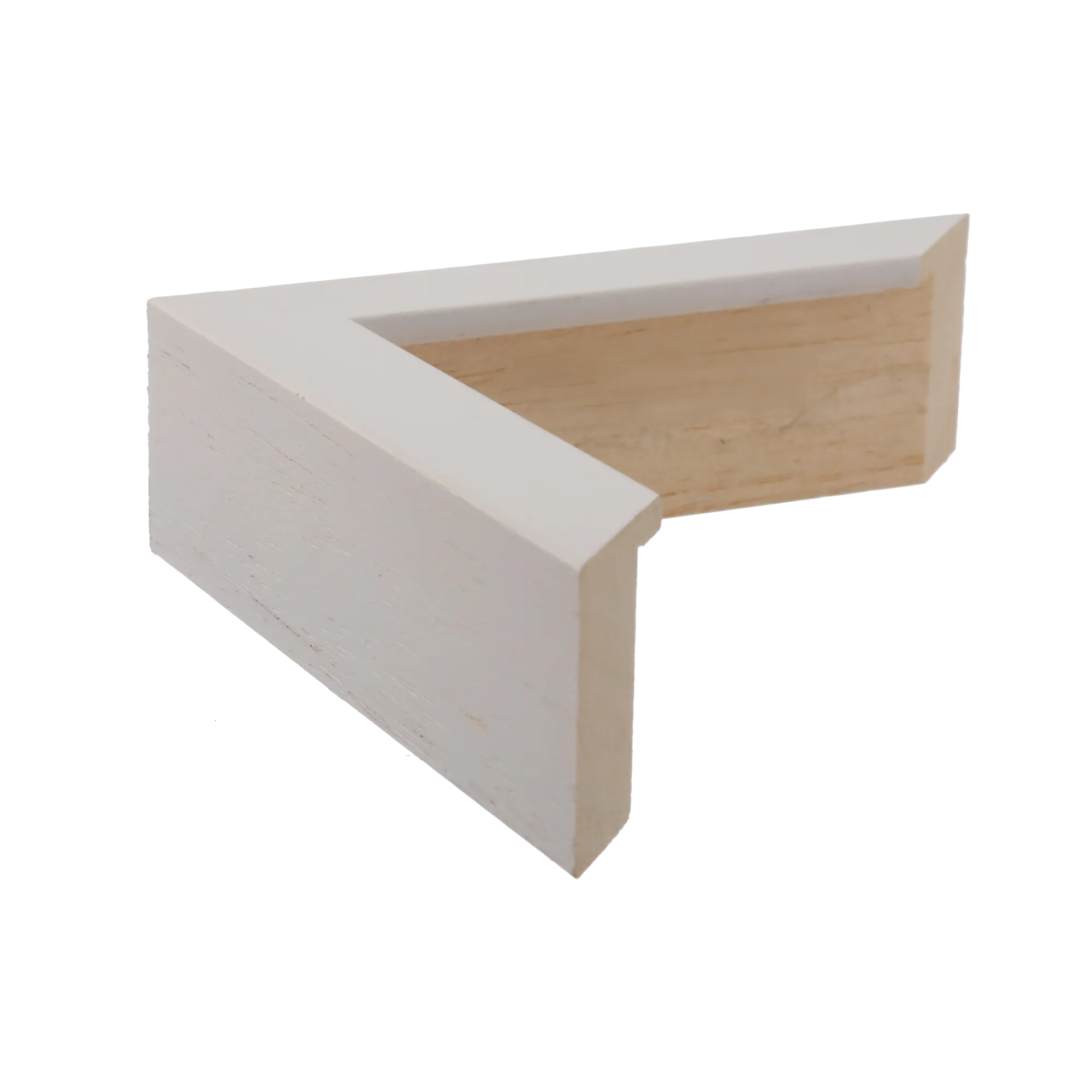 Side view of Spacer I picture frame in white grain & white