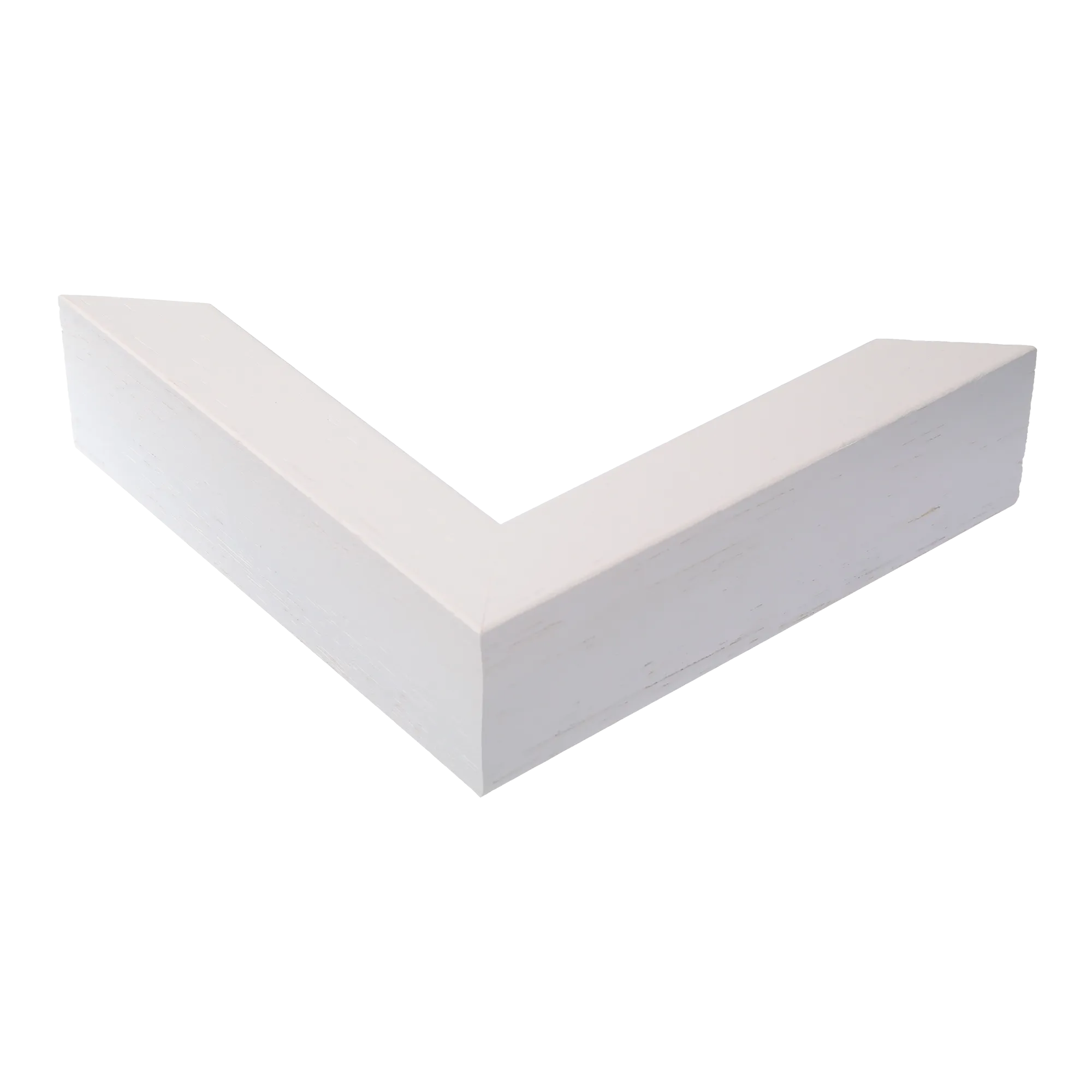 Corner view of Spacer I in white grain picture frame