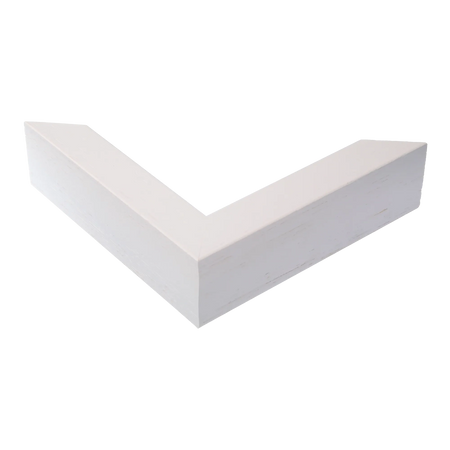 Corner view of Spacer I in white grain picture frame