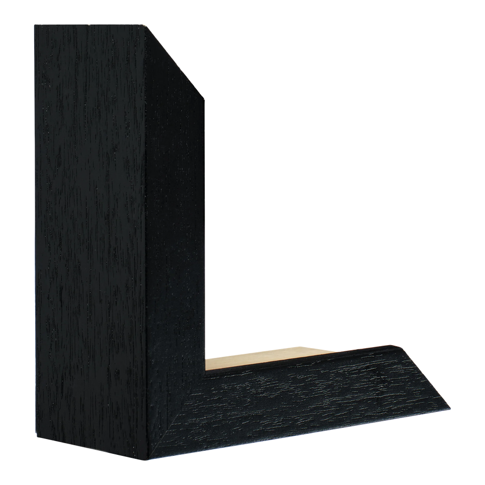 Vertical view of spacer ii black grain picture frame