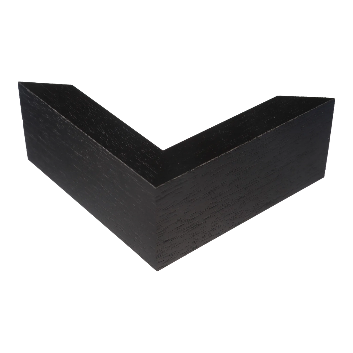 Corner view of Spacer II in black grain picture frame