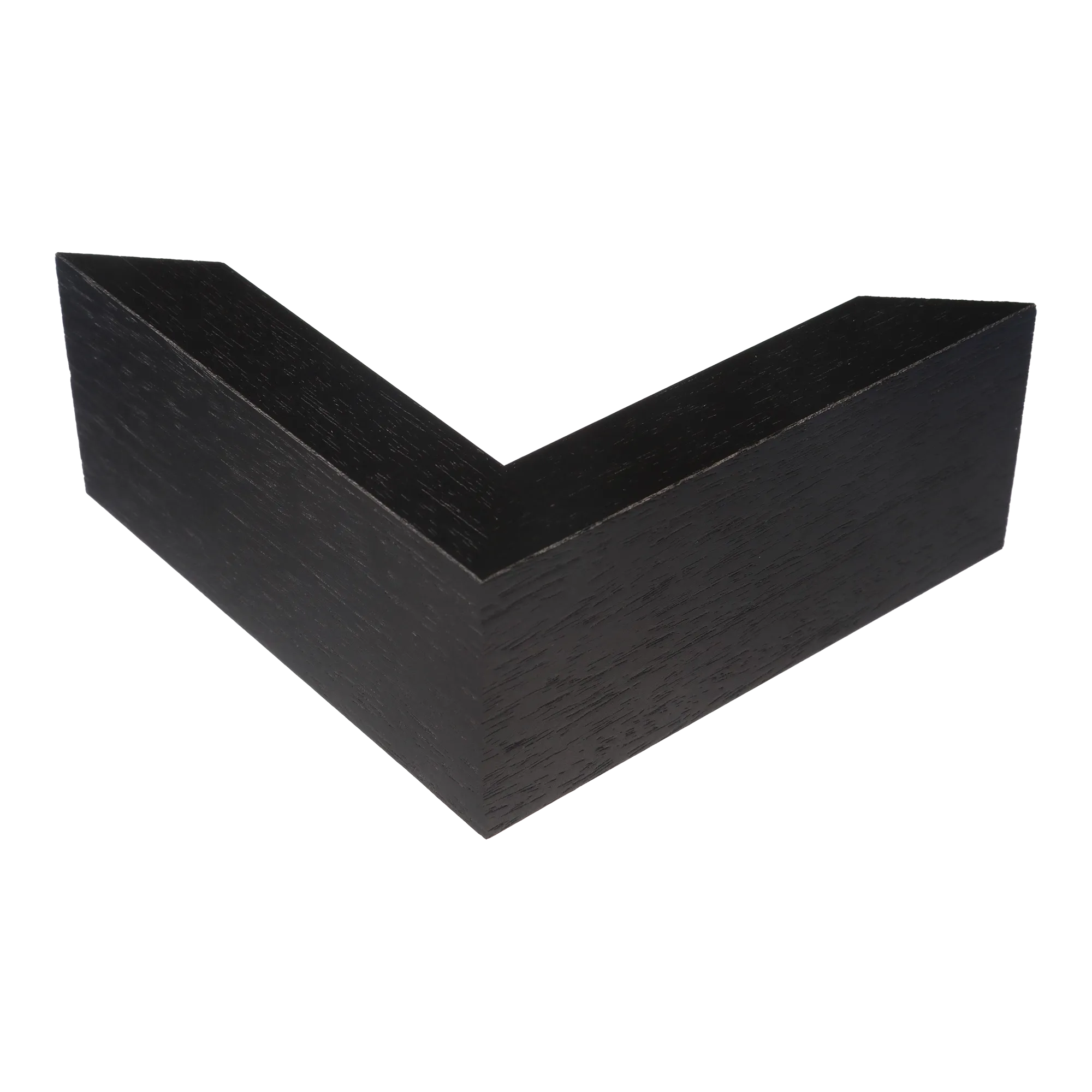 Corner view of Spacer II in black grain picture frame