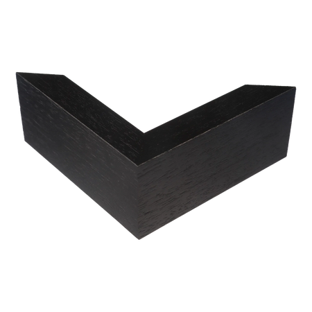 Corner view of Spacer II in black grain picture frame