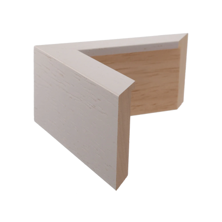 Side view of Spacer II picture frame in white grain