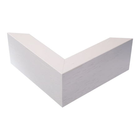 Corner view of Spacer II in white grain picture frame