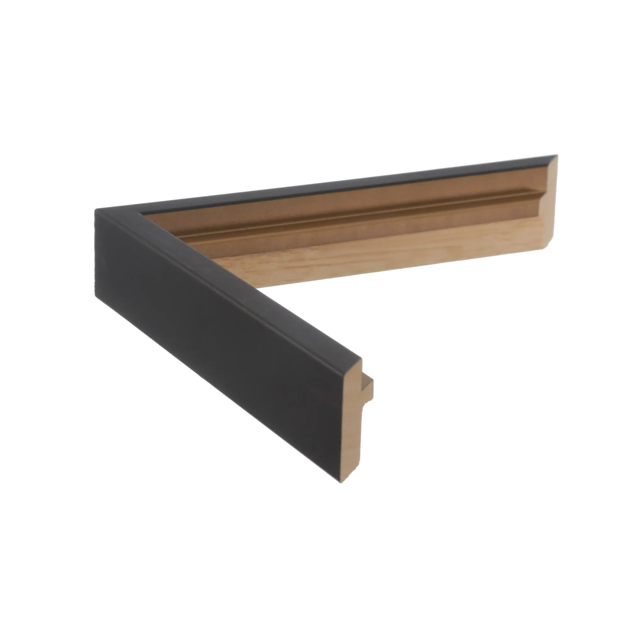 Side view of Step picture frame in black & gold