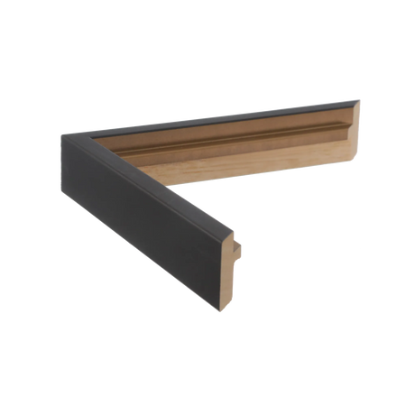 Side view of Step picture frame in black & gold