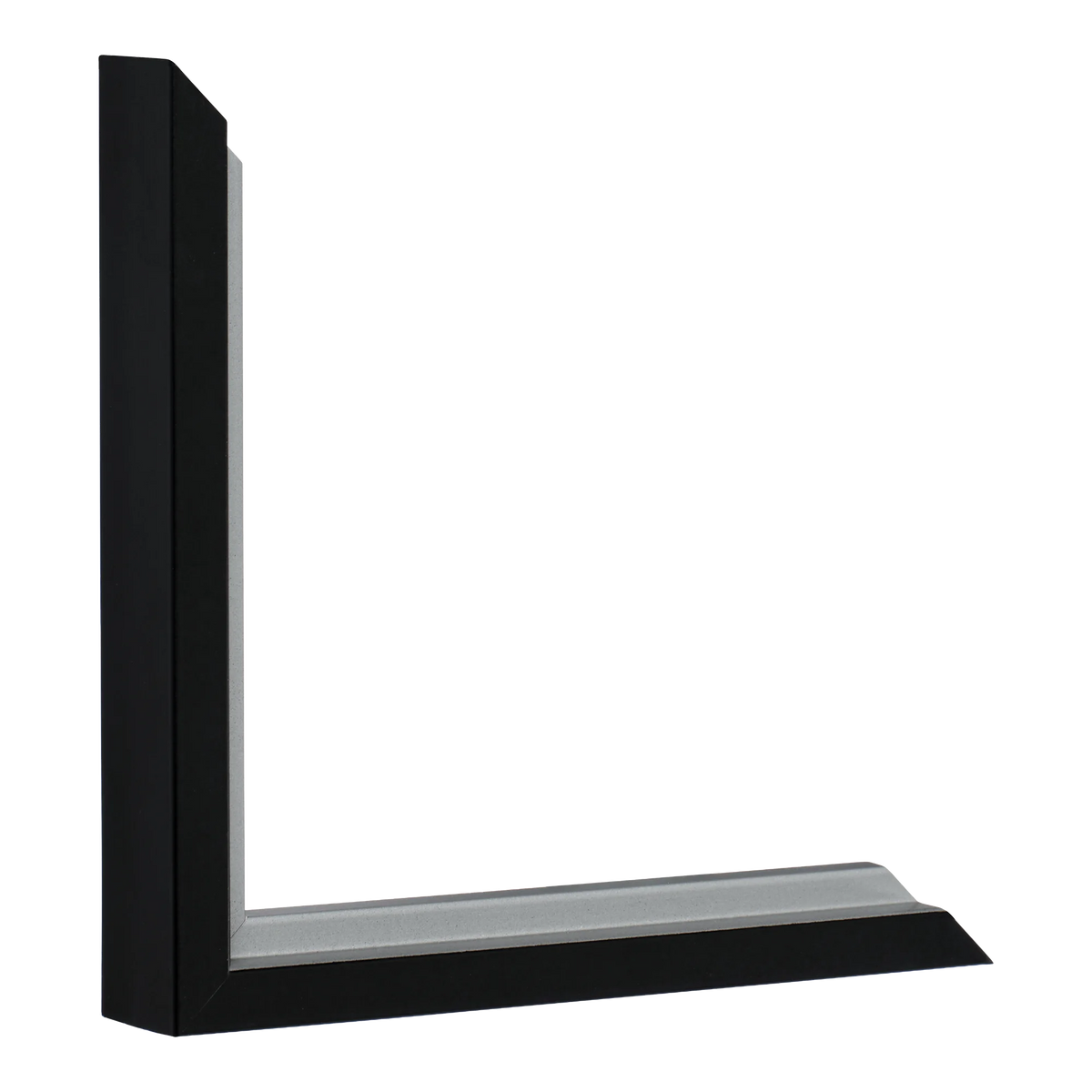 Vertical view of step black & silver picture frame