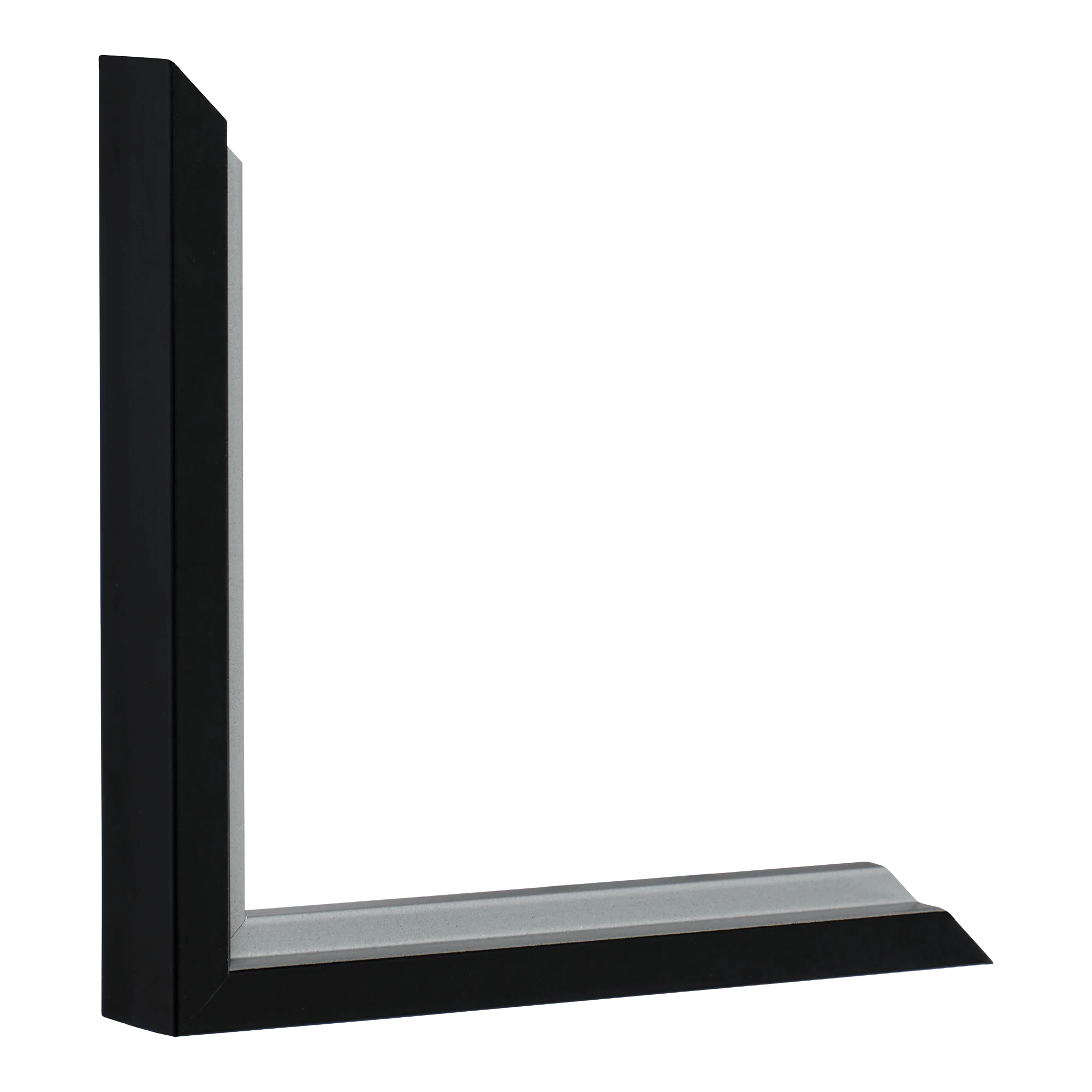 Vertical view of step black & silver picture frame