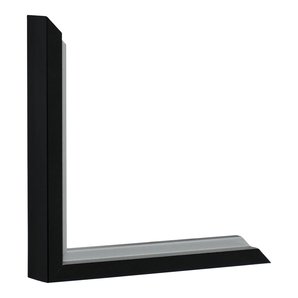 Vertical view of step black & silver picture frame