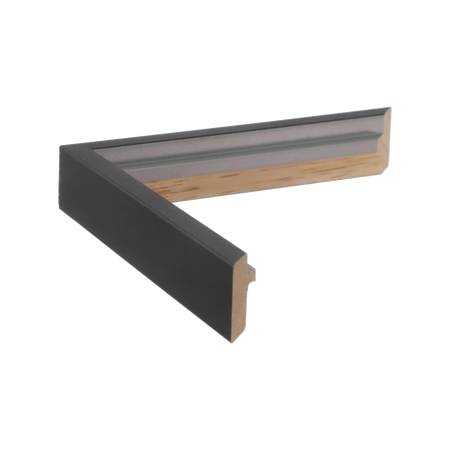 Side view of Step picture frame in black & silver