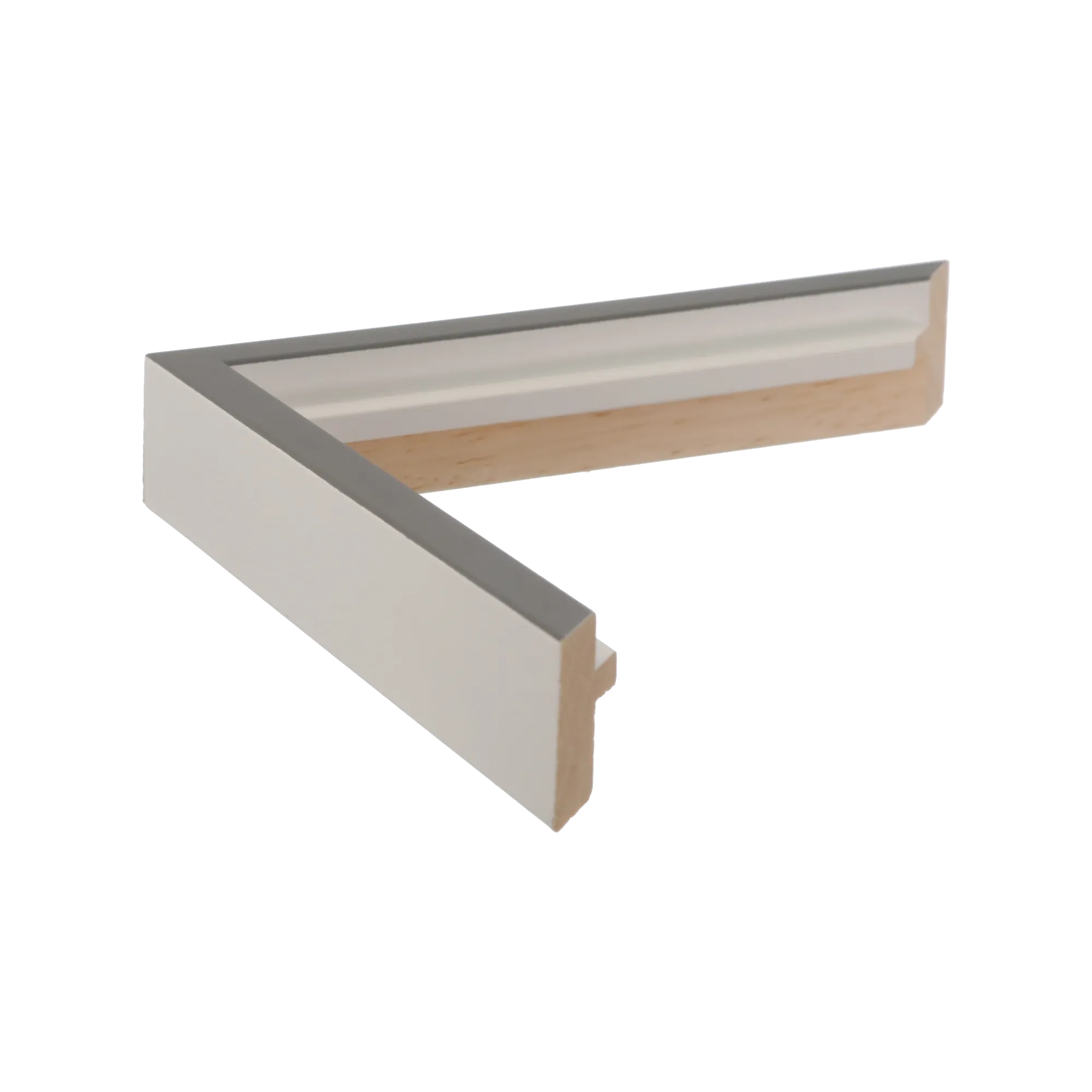 Side view of Step picture frame in white grey